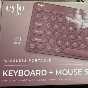 Cylo Liv Wireless Portable Keyboard and Mouse Set - Purple